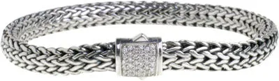 6.5mm Classic Chain Bracelet with Pave Diamond Clasp