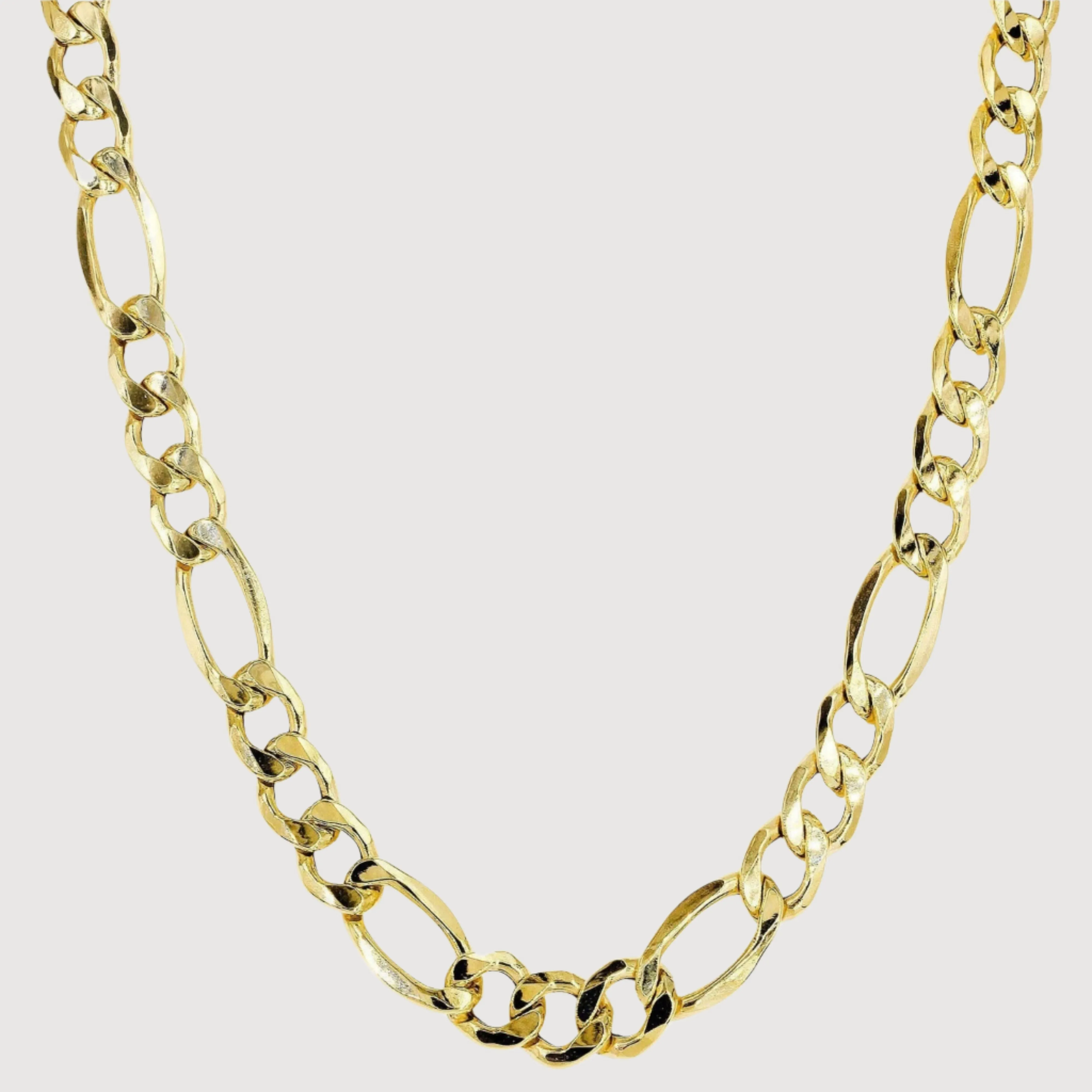 8mm Figaro Link Chain – Solid Yellow Gold for Men