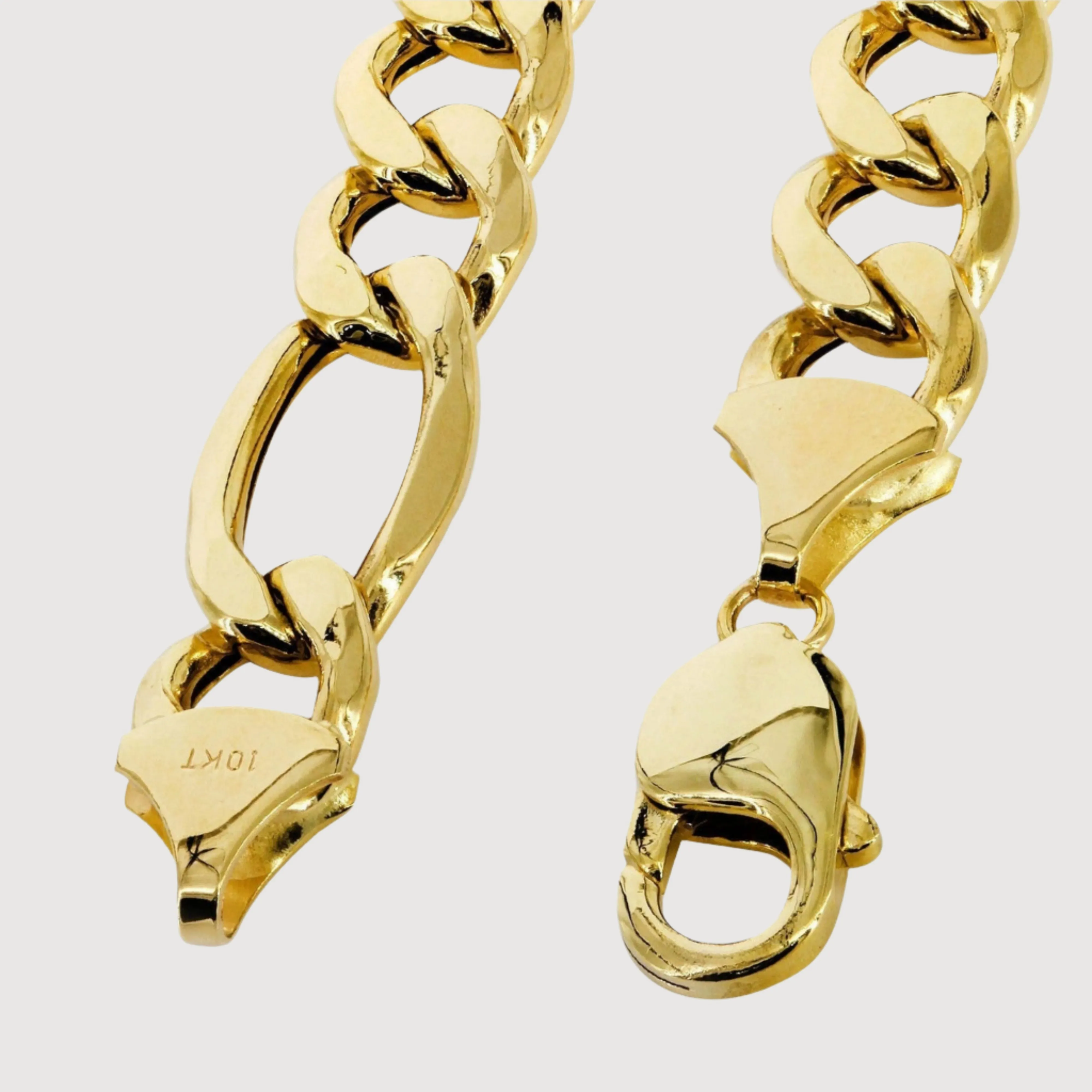 8mm Figaro Link Chain – Solid Yellow Gold for Men