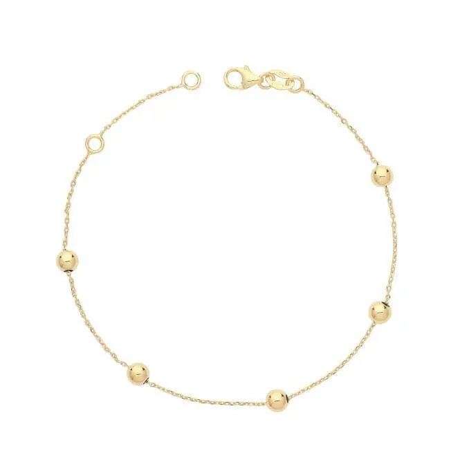 9ct Yellow Gold 7.25" Beaded Braclet NK438B