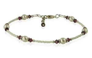 Amethyst Cream Pearl Beaded Anklet