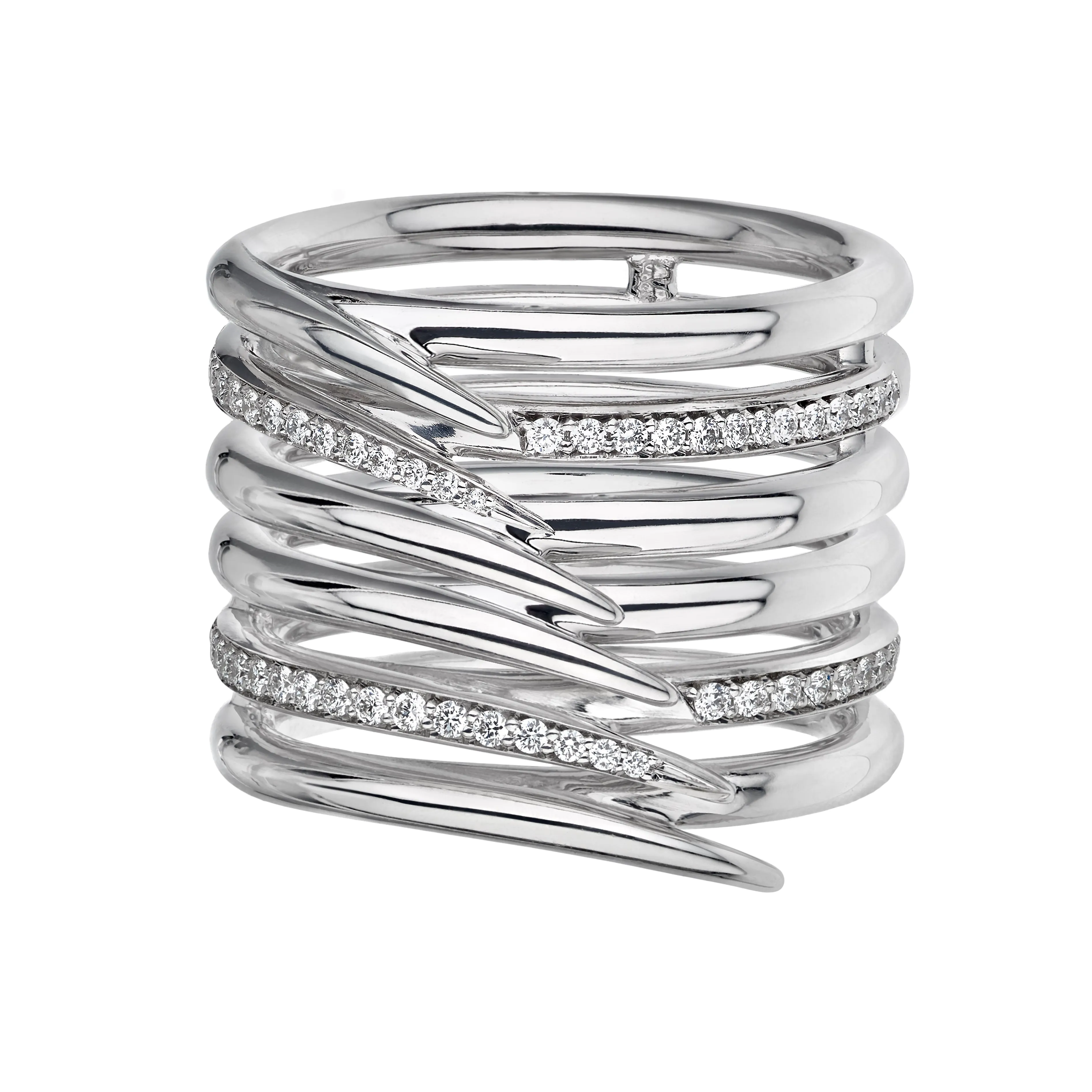 Armis Single Row Ring - 18ct White Gold & Diamond Pavé