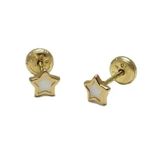 BecKids 18k Gold Mother of Pearl Star Stud Earrings