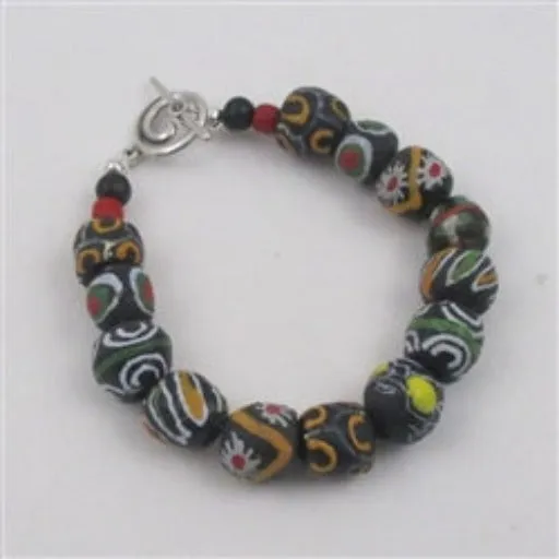 Black Handmade Beaded Bracelet African Trade Beads