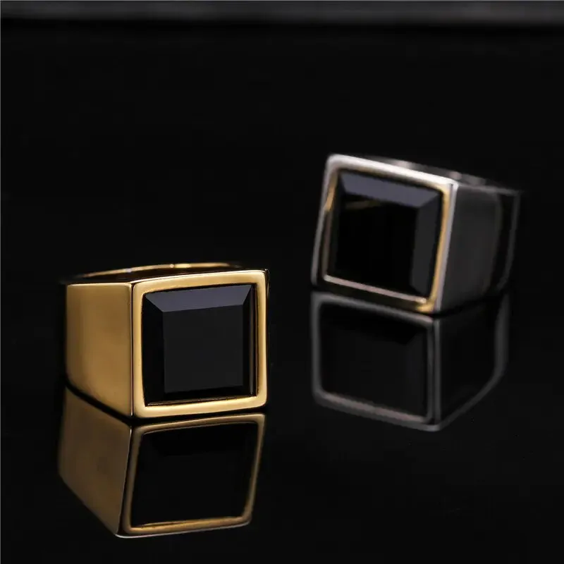 Black Stone Rings for Men ZORCVENS