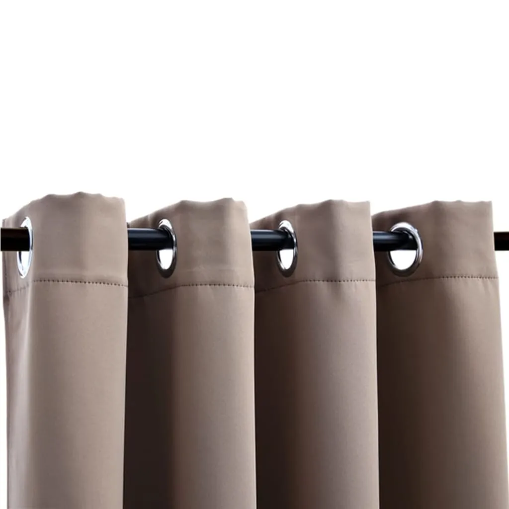 Blackout Curtains with Metal Rings 2 pcs Taupe 140x175 cm