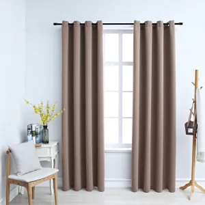 Blackout Curtains with Metal Rings 2 pcs Taupe 140x175 cm