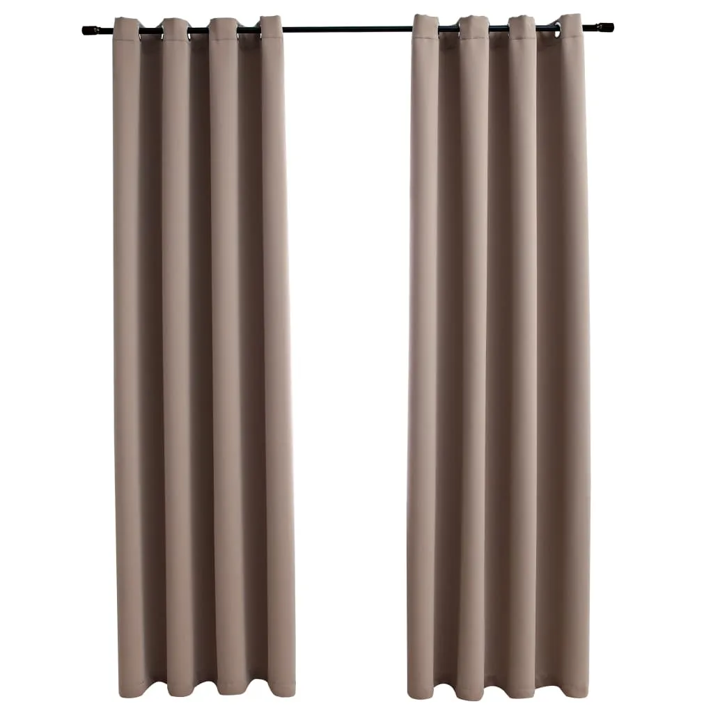 Blackout Curtains with Metal Rings 2 pcs Taupe 140x175 cm