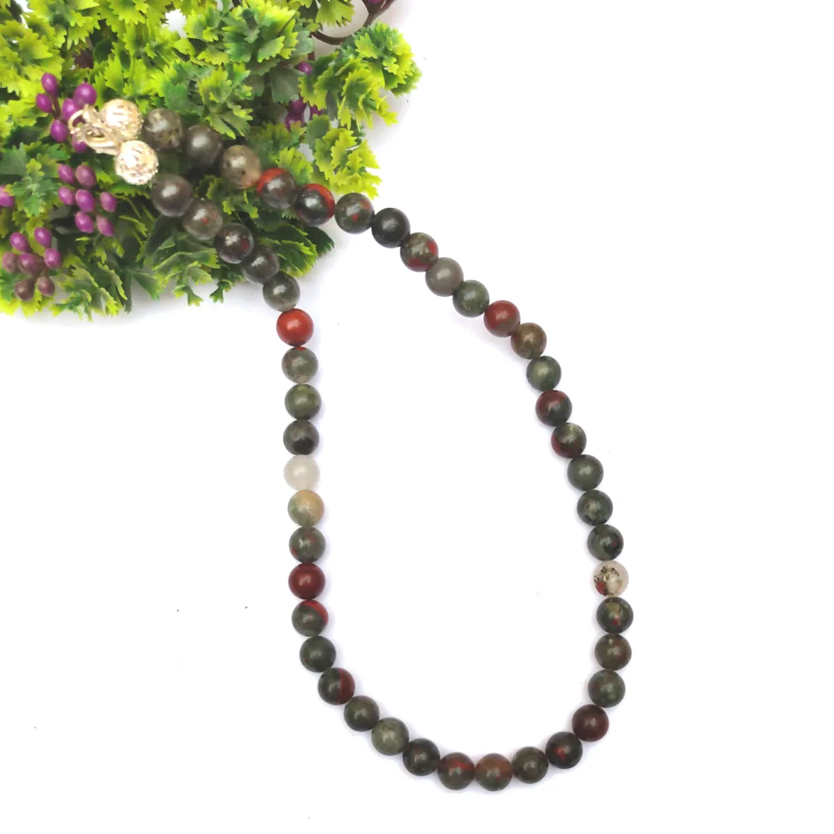 Blood stone Crystal Round Beads Necklace 15 Inches 8mm Beads Semi precious Mala