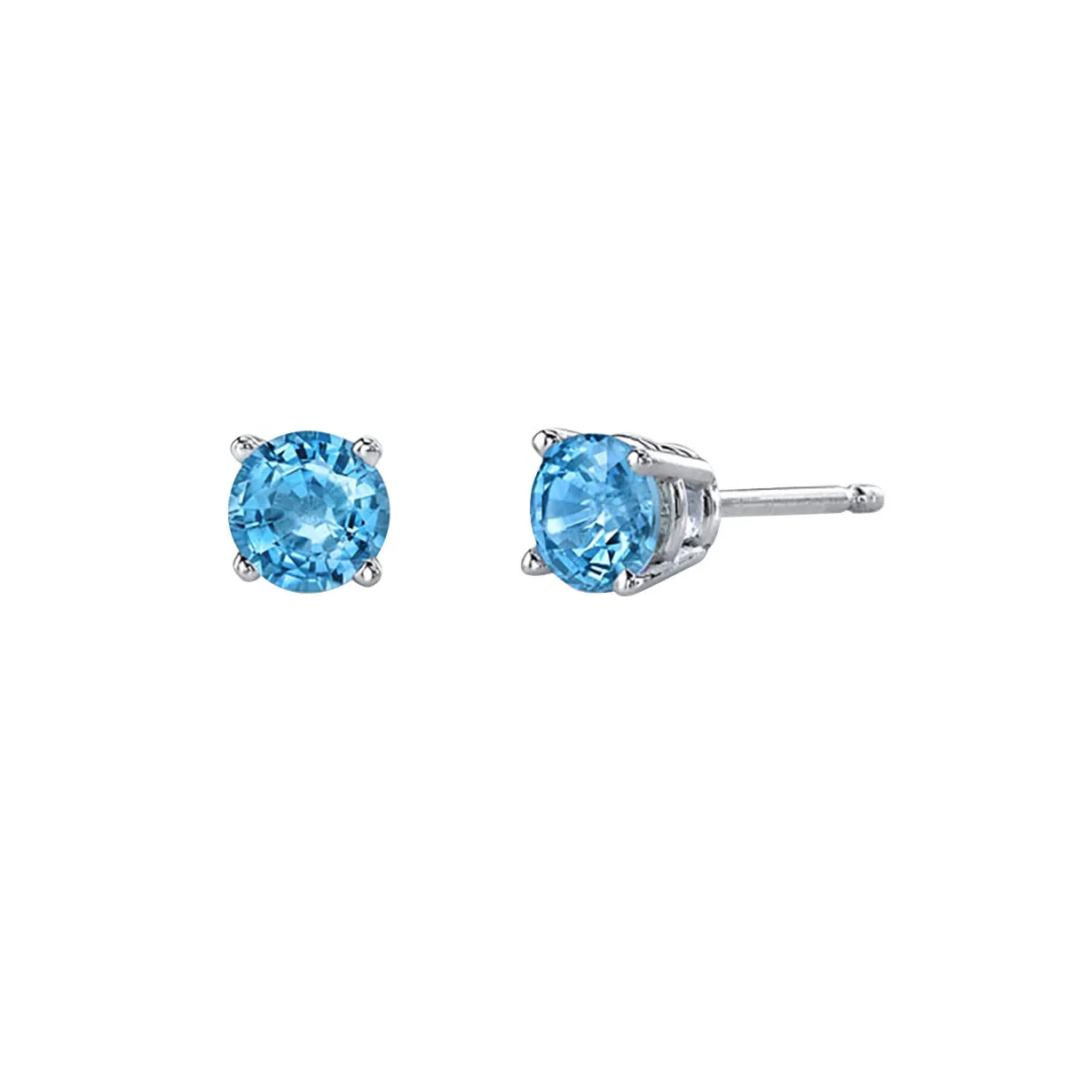 Blue Topaz 14K White Gold Stud Earrings