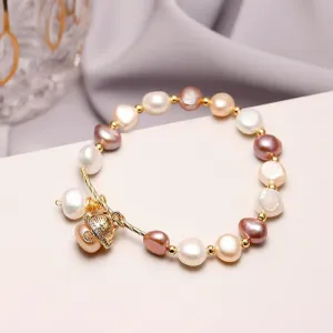 Bracelets Charm Jewelry XYS0349 Lucky Cat Baroque Natural Pearls