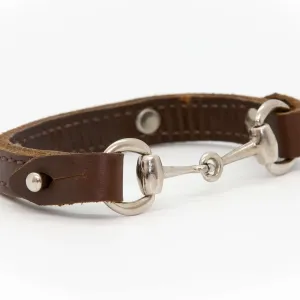 Brown Buffalo Horse Bit Bracelet Silver