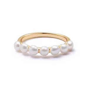 Chunky Pearl Band Ring 18ct Gold Plate