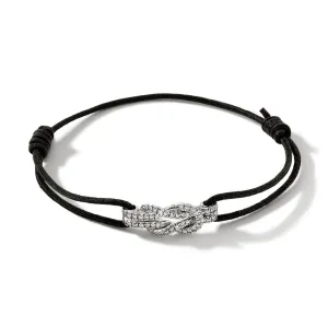 Classic Chain Diamond Love Knot on Black Cotton Cord