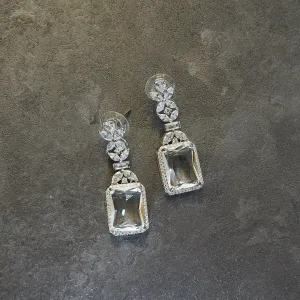 Classic Glamour Cubic Zirconia Silver Dangle Earrings