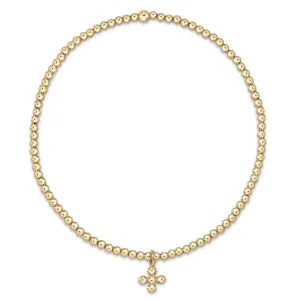 Classic Gold 2mm Bead Bracelet - Classic Beaded Signature Cross Small Gold Charm