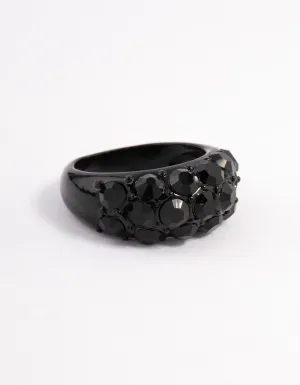 Coated Black Pebble Stone Ring