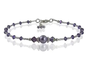 Crystal Tanzanite Pearl Beaded Anklet