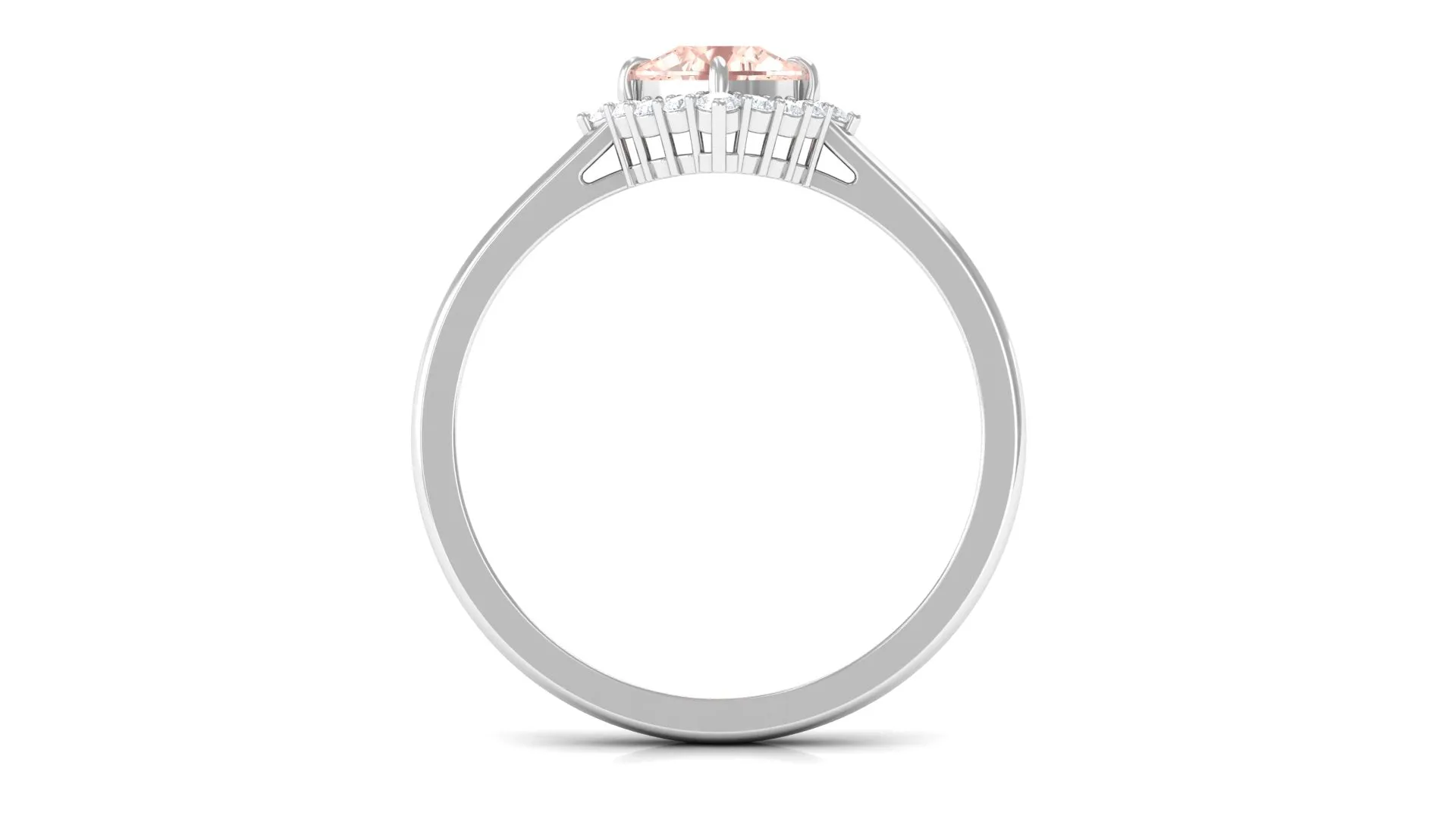 Cushion Cut Morganite Engagement Ring with Diamond Halo