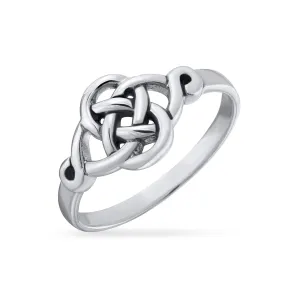 Dainty Celtic Love Knots Silver Ring for Best Friends BFF Infinity Promise Band