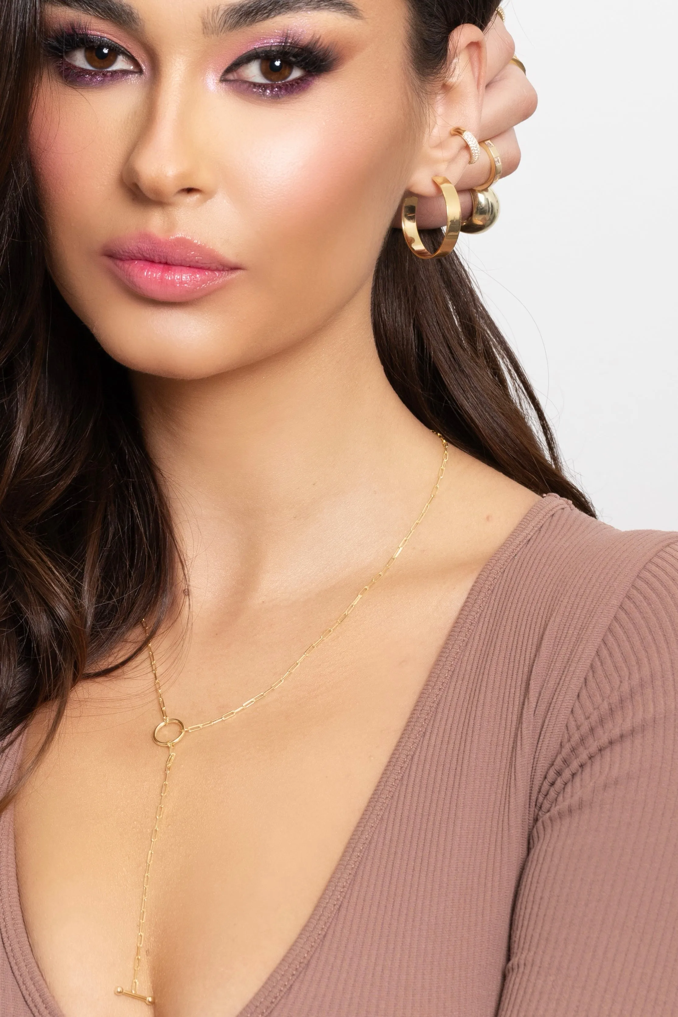 Dainty Chain Toggle Clasp Lariat Necklace