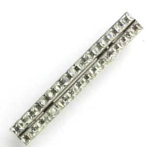 Diamanté & Sterling 2-Row Bar Brooch