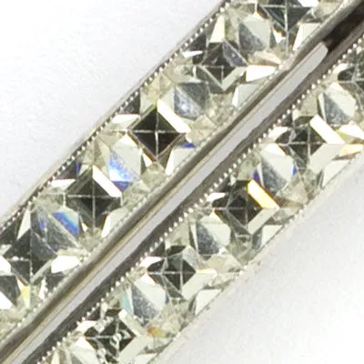 Diamanté & Sterling 2-Row Bar Brooch