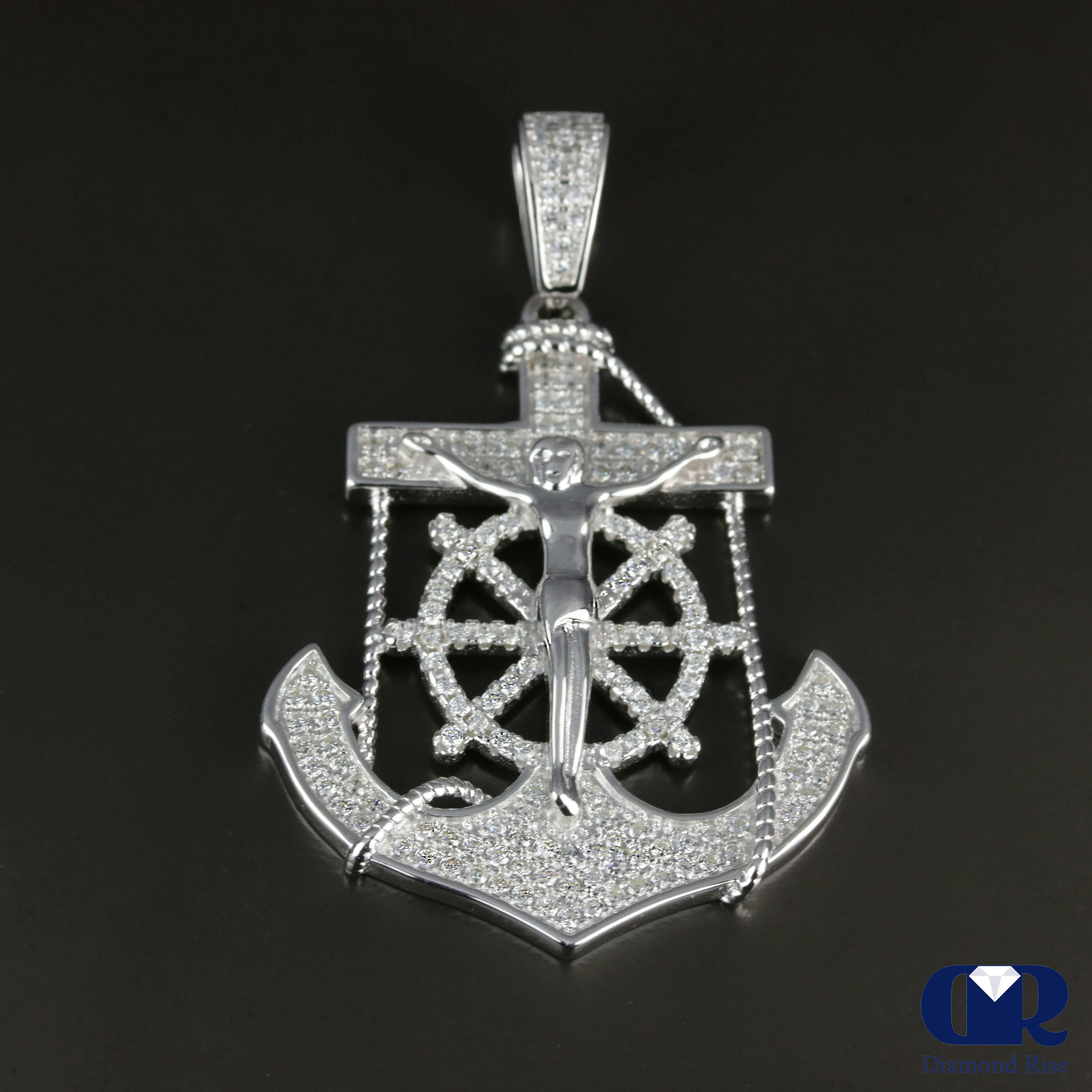 Diamond 14K Gold Anchor Charm Pendant