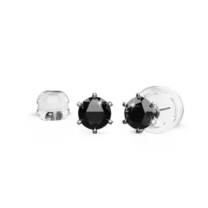 Diamond Midnight Promise Stud Earrings Encased in 18k White Gold