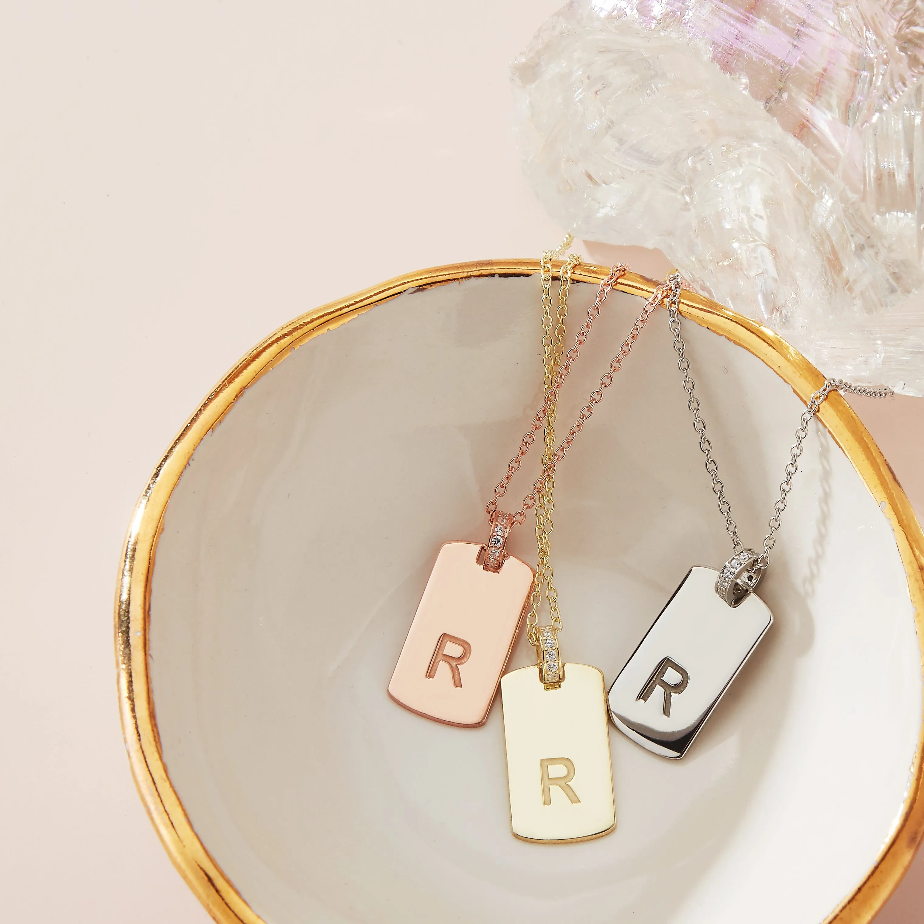 Dog Tag Initial Necklace