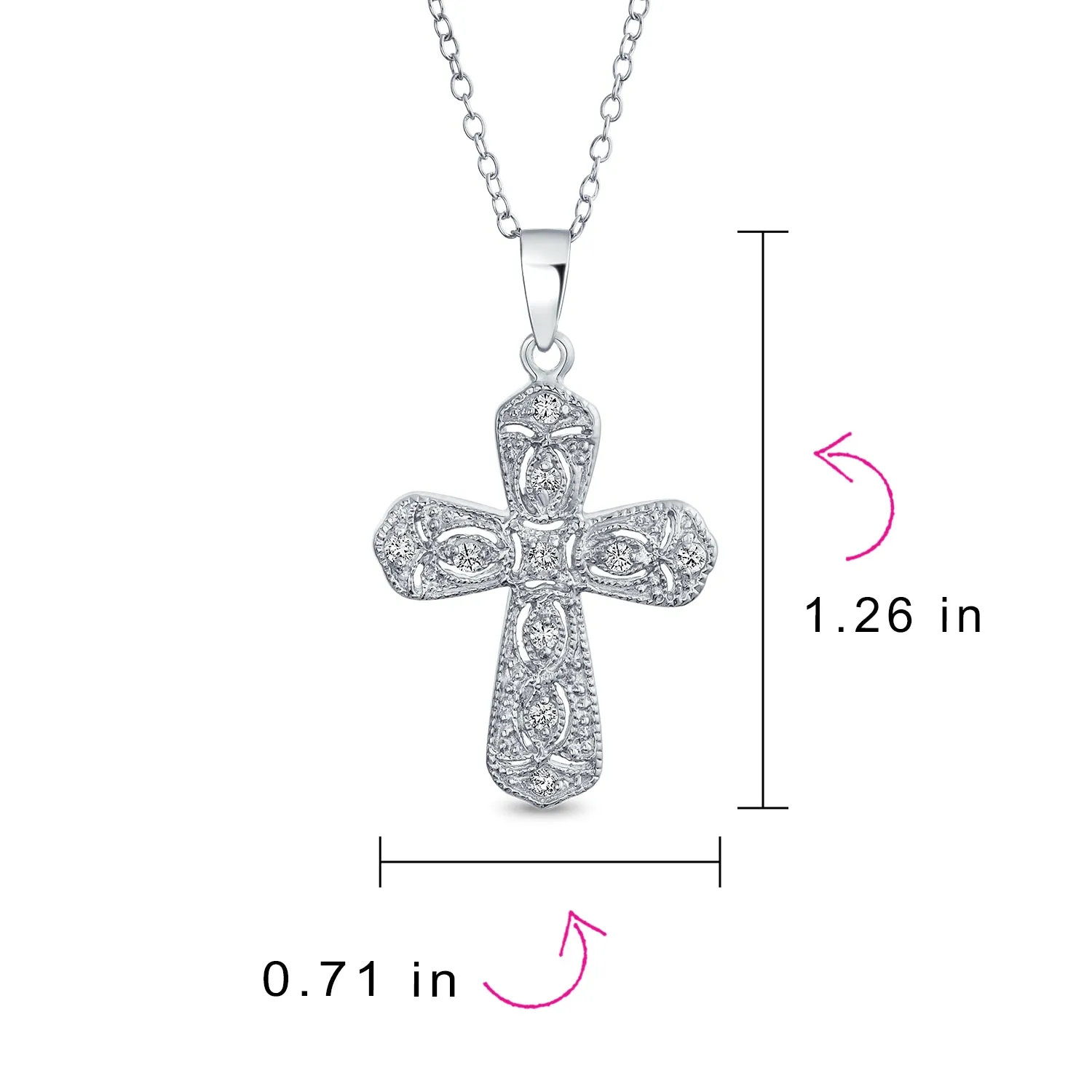 Elegant Bridal Necklace with Cubic Zirconia Cross Pendant in Sterling Silver