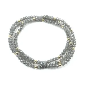 Erin Gray - OG Shimmer Bracelet Stack in Light Gray   Gold Filled