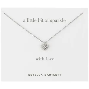 Estella Bartlett Diamanté Sparkle Heart Necklace, Silver