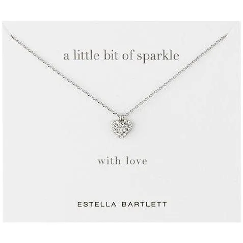 Estella Bartlett Diamanté Sparkle Heart Necklace, Silver