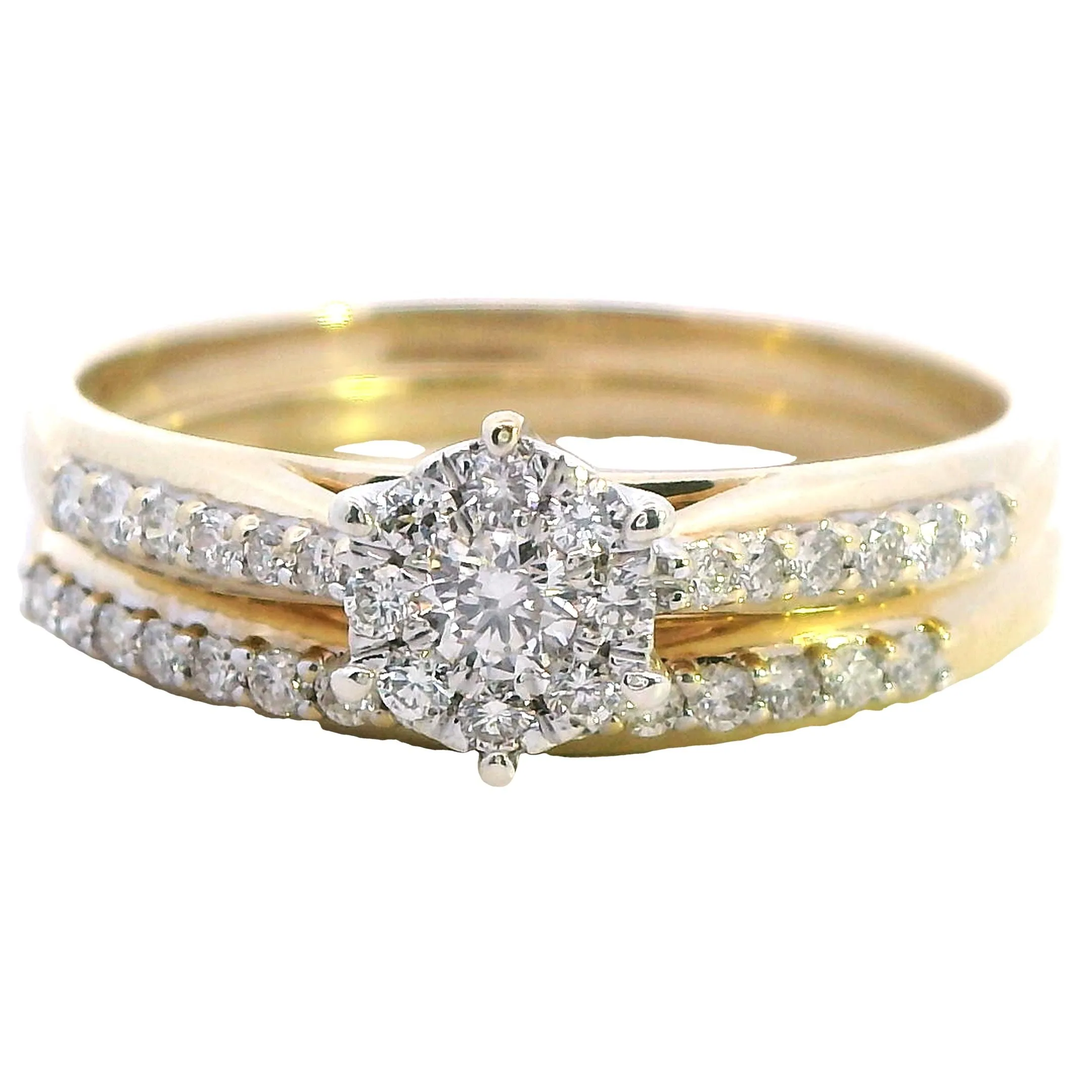 Exquisite 9ct Yellow and White Gold Bridal Set - Timeless Elegance