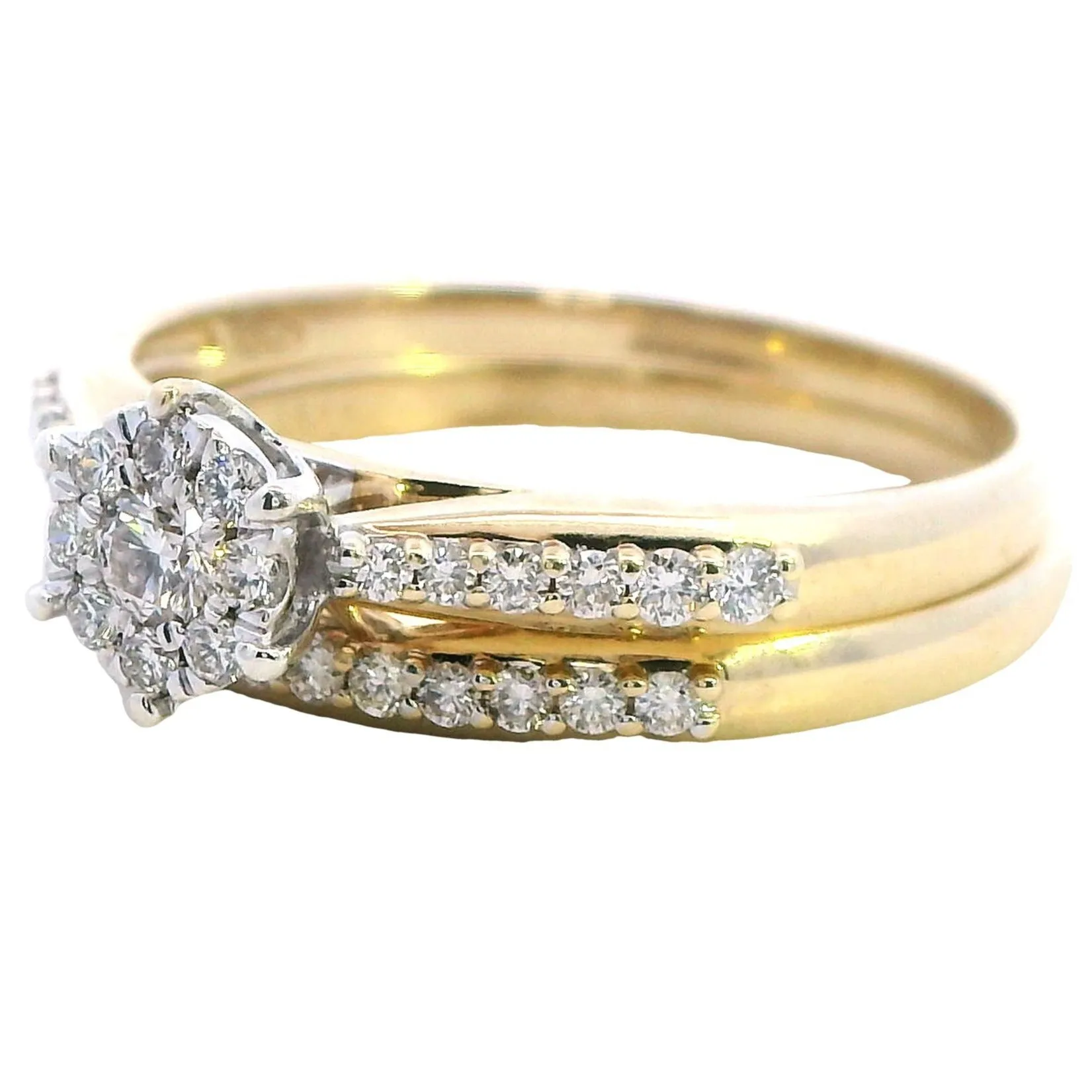 Exquisite 9ct Yellow and White Gold Bridal Set - Timeless Elegance