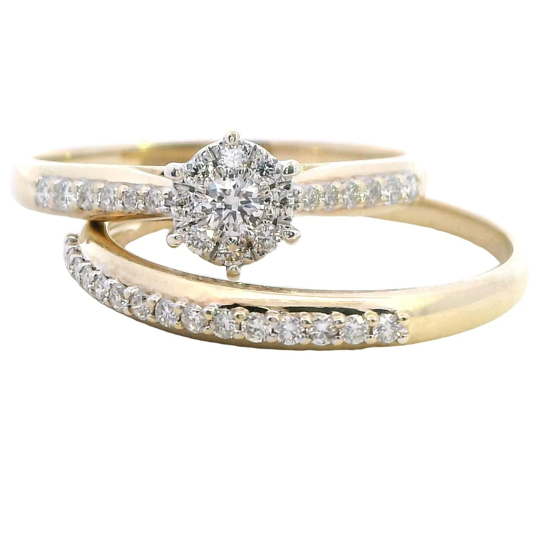 Exquisite 9ct Yellow and White Gold Bridal Set - Timeless Elegance