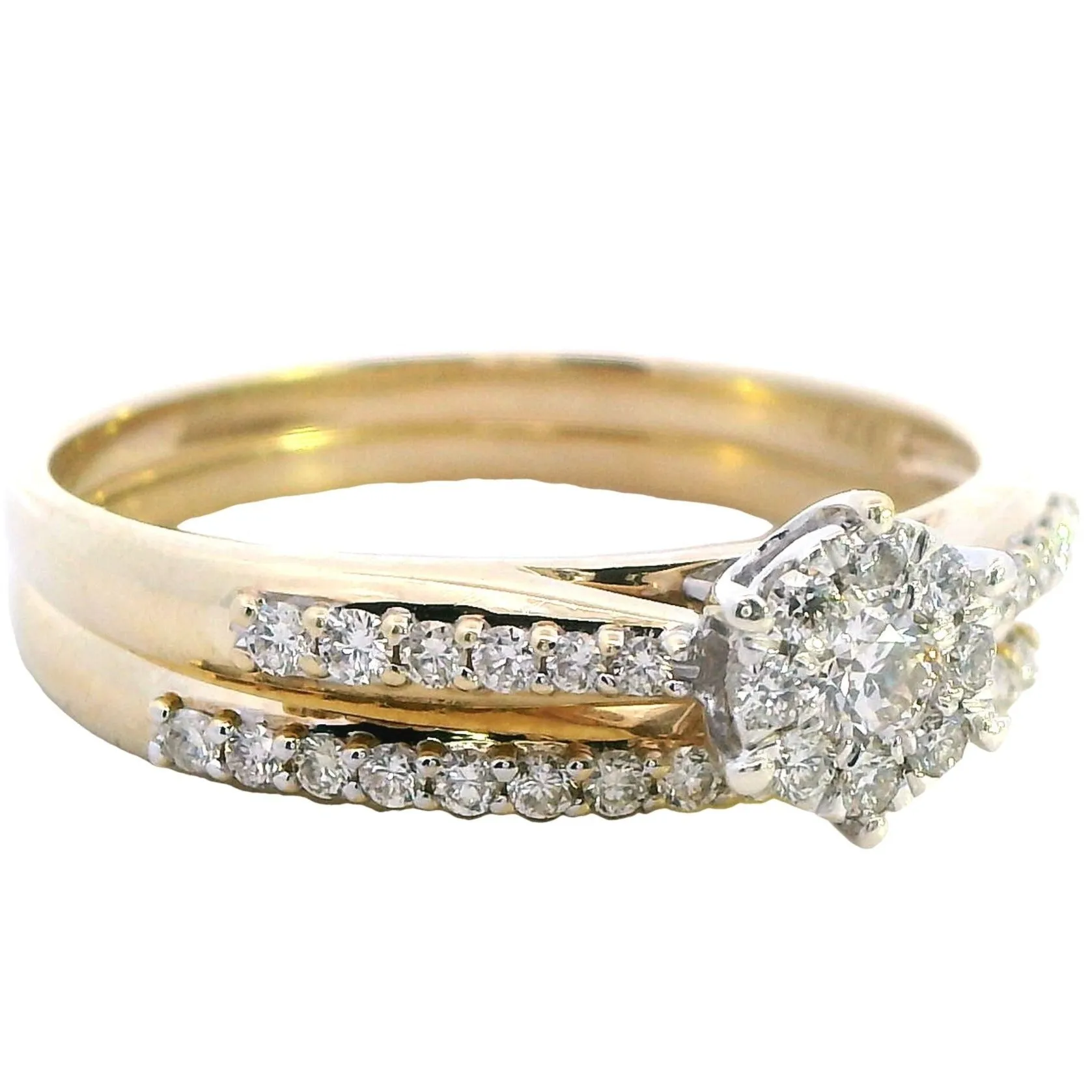 Exquisite 9ct Yellow and White Gold Bridal Set - Timeless Elegance