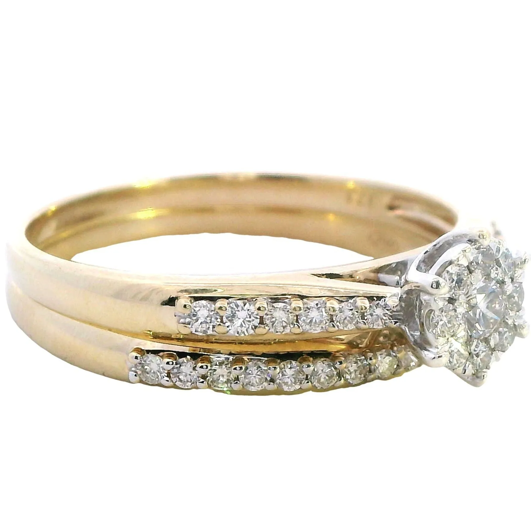 Exquisite 9ct Yellow and White Gold Bridal Set - Timeless Elegance