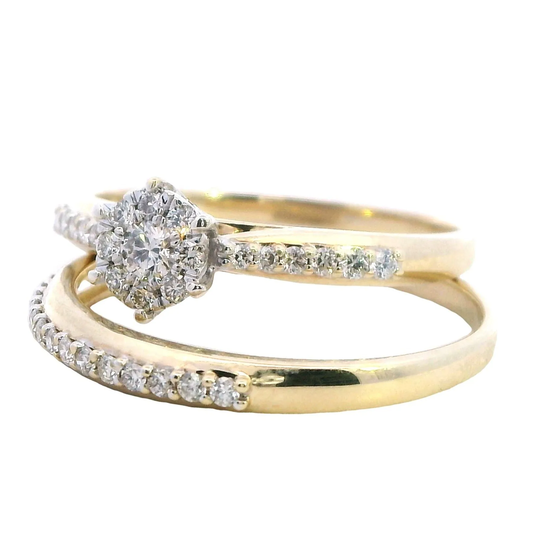 Exquisite 9ct Yellow and White Gold Bridal Set - Timeless Elegance