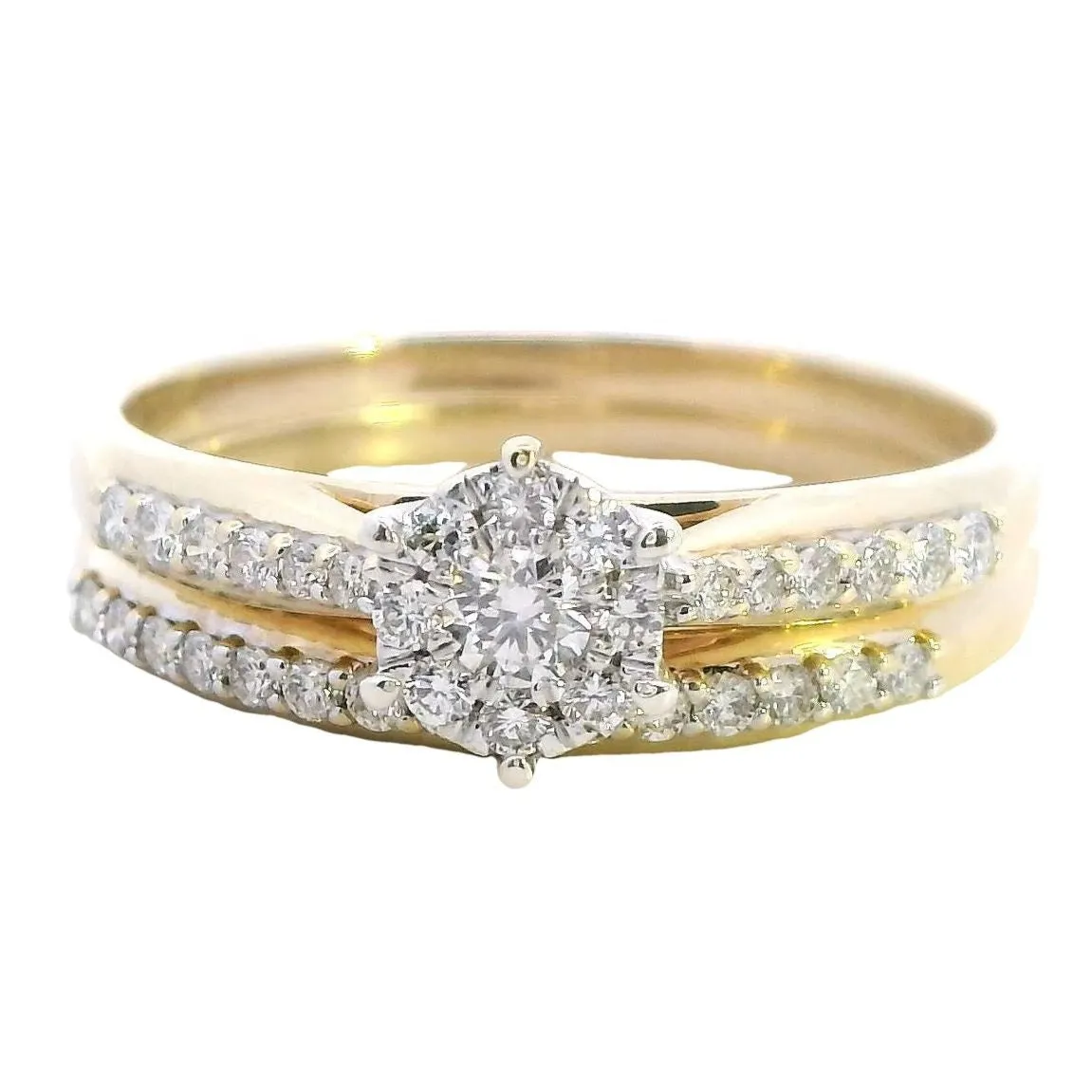 Exquisite 9ct Yellow and White Gold Bridal Set - Timeless Elegance