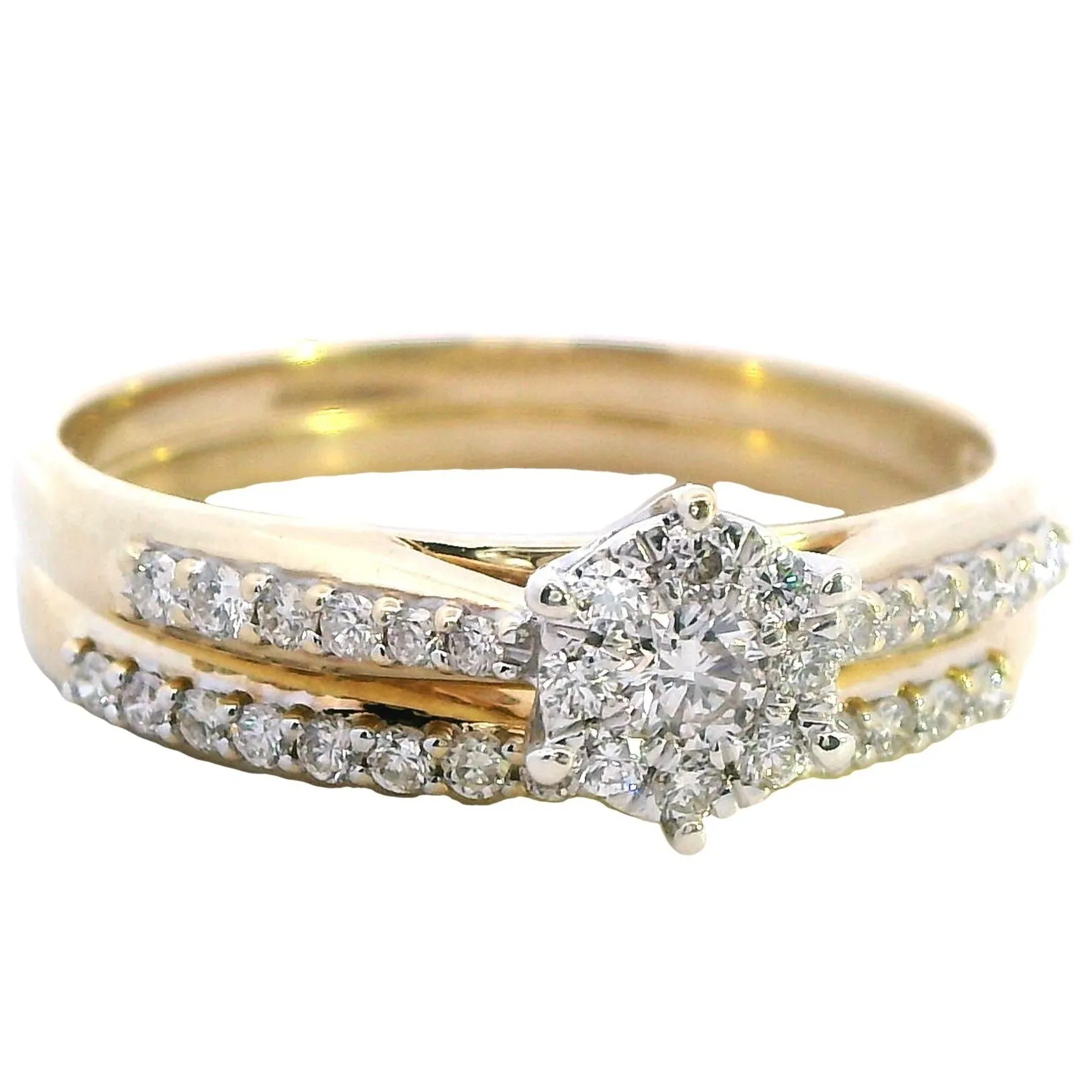 Exquisite 9ct Yellow and White Gold Bridal Set - Timeless Elegance