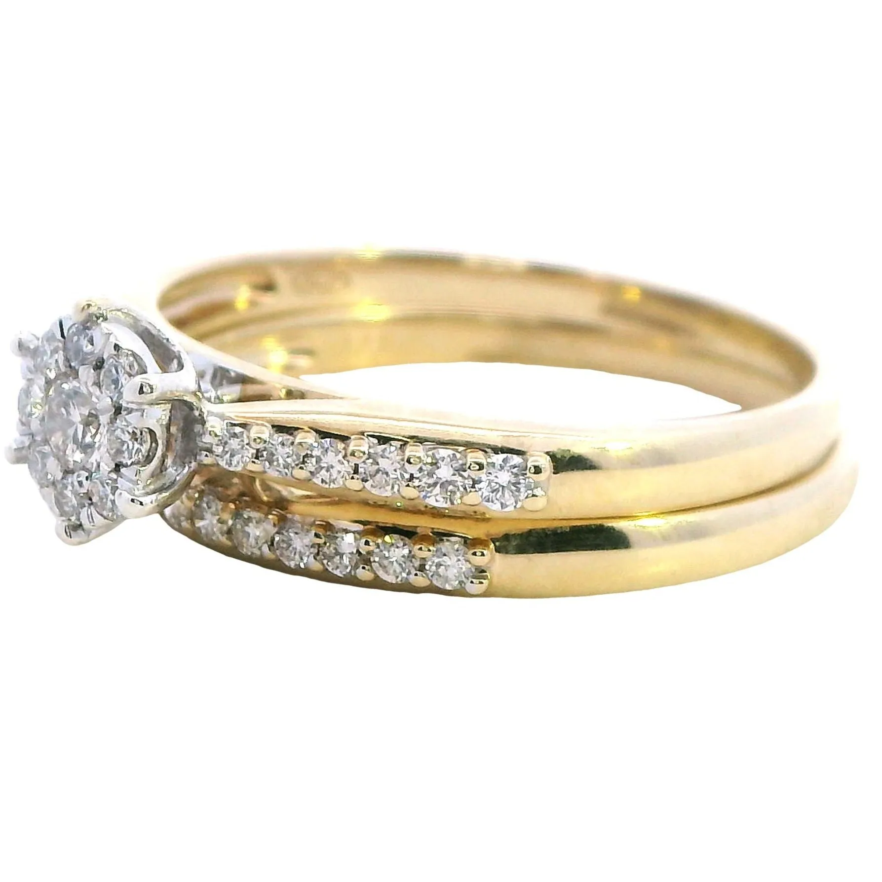 Exquisite 9ct Yellow and White Gold Bridal Set - Timeless Elegance