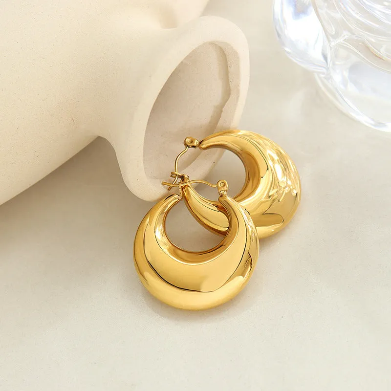 Exquisite U-Shaped Earrings: High-End Titanium Steel Gold-Plated Design