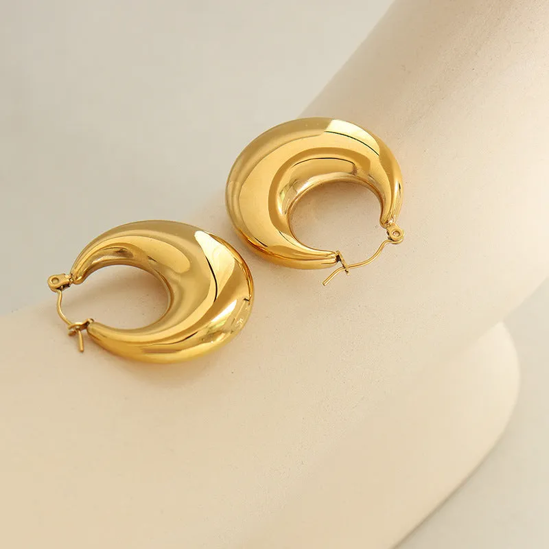 Exquisite U-Shaped Earrings: High-End Titanium Steel Gold-Plated Design