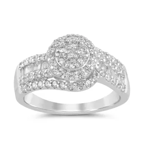 Fancy Sweep Ring with 1.00ct of Diamonds in 9ct White Gold