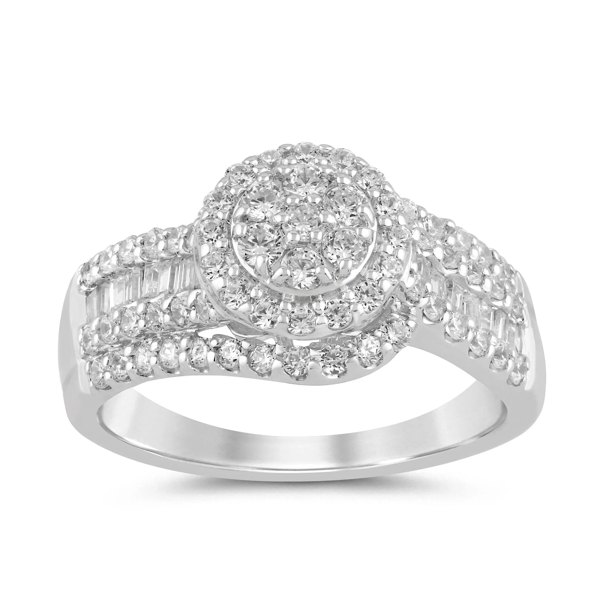 Fancy Sweep Ring with 1.00ct of Diamonds in 9ct White Gold