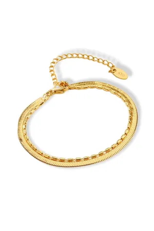 Flat Chain 18 Karats Two Layers Bracelet