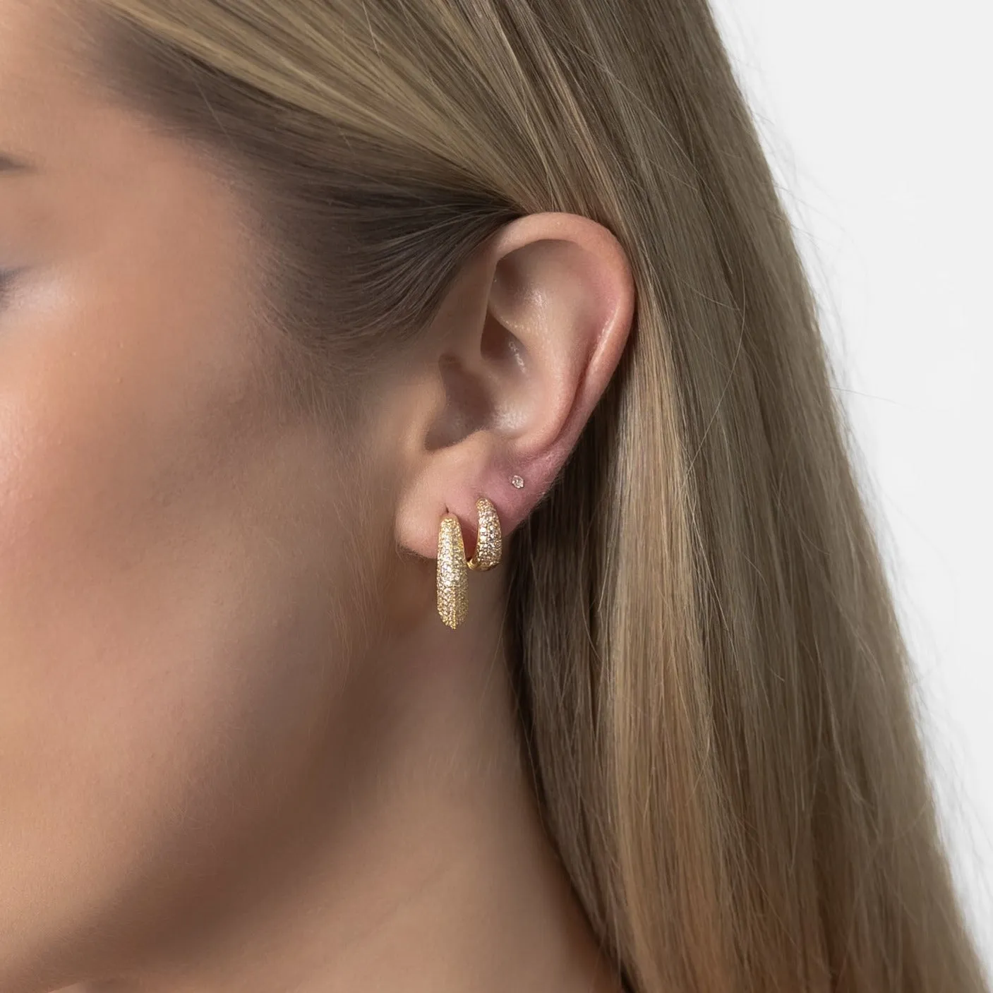 GEOMETRIC PAVÉ EARRINGS Gold