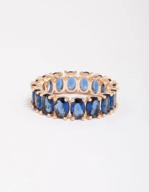 Gold Oval Stone Band Ring